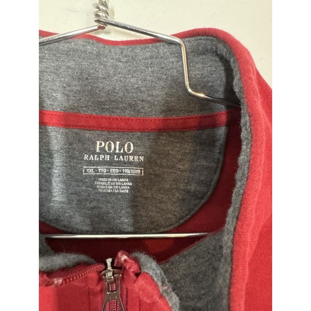Polo Ralph Lauren Men's Red 1/4 Zip Pullover Sweater 100% Cotton Size XXL Lounge - Picture 5 of 9